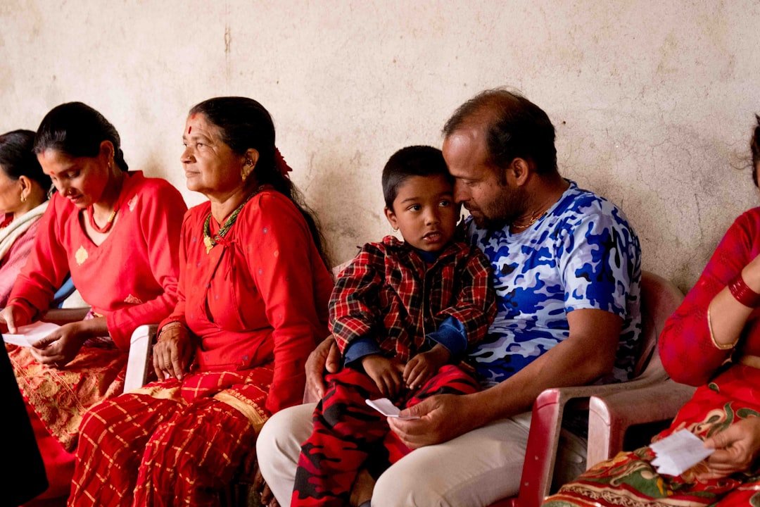 indian family reading documents